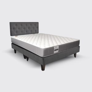 Cama Europea Soft Premium con Respaldo Clásico gris 2 plazas