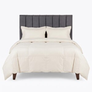 Respaldo de cama 2 plazas gris Tubular con soporte a piso
