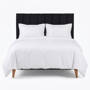 Respaldo de cama 2 plazas negro Tubular con soporte a piso