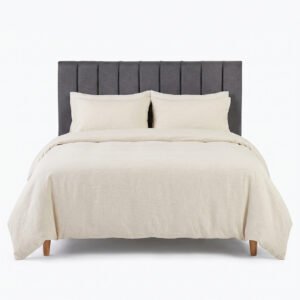 Respaldo de cama King gris Tubular con soporte a piso
