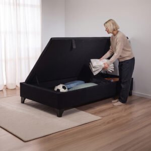 Cama baúl 1 plaza Athenas apertura horizontal negro