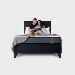 Cama baúl 2 plazas Athenas apertura horizontal con respaldo botone negro