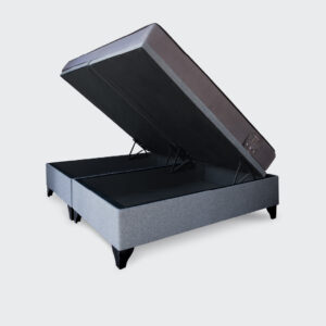 Cama baúl 2 plaza Athenas  apertura horizontal gris