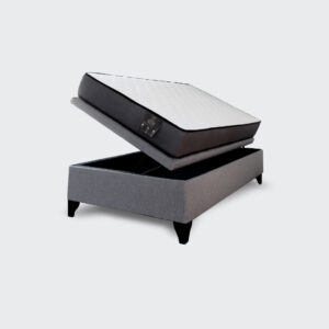 Cama baúl 1 plaza Athenas apertura horizontal gris