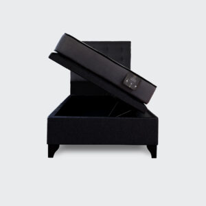 Cama baúl 1 plaza Athenas apertura horizontal con respaldo botone negro