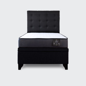 Cama baúl 1 plaza Athenas apertura horizontal con respaldo botone negro
