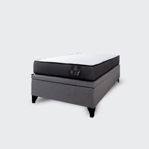 Cama baúl 1 plaza Athenas apertura horizontal gris