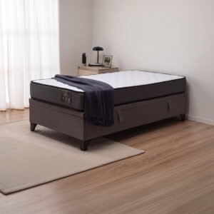 Cama baúl 1 plaza Athenas apertura horizontal gris