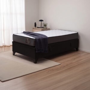 Cama baúl 1 plaza Athenas apertura horizontal negro