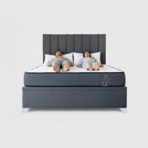 Cama baúl 2 plazas Elite Athenas apertura horizontal con respaldo Tubular gris
