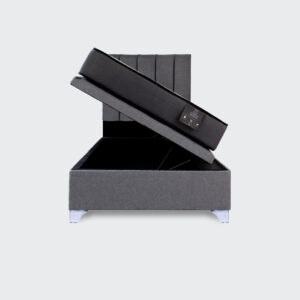 Cama baúl 1 plaza Elite Athenas apertura horizontal con respaldo Tubular gris