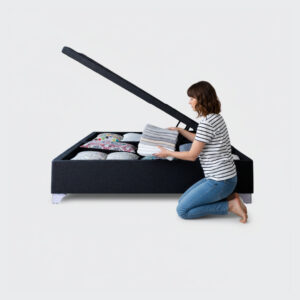 Cama Baúl Elite 2 plaza Colosal con respaldo Tubular negro