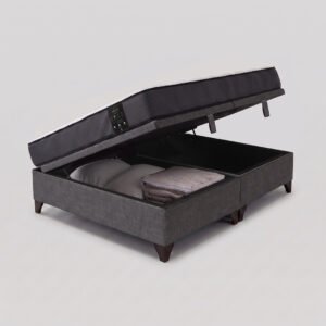 Cama baúl 2 plaza Athenas apertura horizontal gris