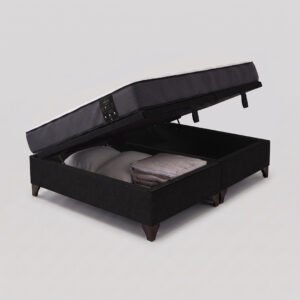 Cama baúl 2 plaza Athenas apertura horizontal negro
