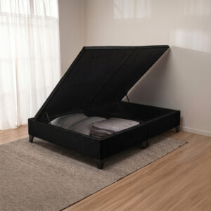 Cama baúl 2 plazas Colosal apertura horizontal con respaldo Botone Negro
