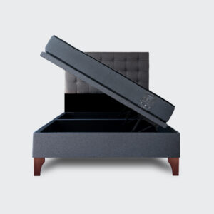 Cama baúl 2 plazas europea Athenas apertura horizontal con respaldo Button gris