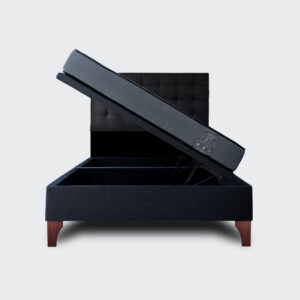 Cama baúl 2 plazas europea Athenas apertura horizontal con respaldo Button negro