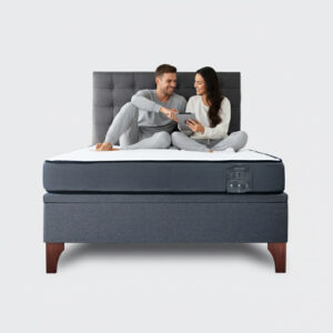 Cama baúl 2 plazas europea Athenas apertura horizontal con respaldo Button gris