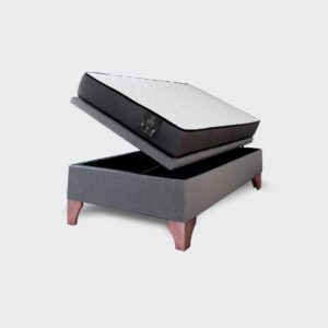 Cama baúl 1 plaza europea Athenas apertura horizontal gris