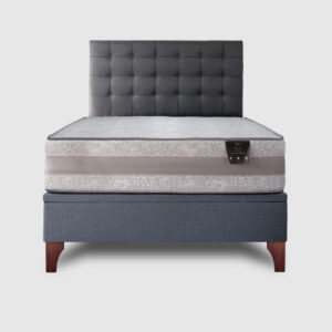 Cama baúl 2 plazas europea Colosal apertura horizontal con respaldo Button gris