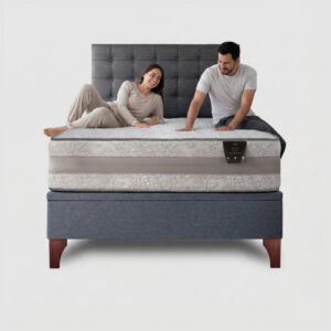 Cama baúl 2 plazas europea Colosal apertura horizontal con respaldo Button gris