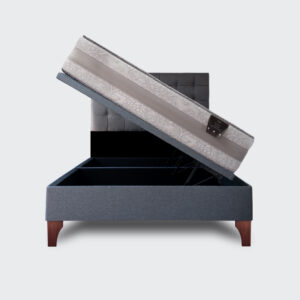 Cama baúl 2 plazas europea Colosal apertura horizontal con respaldo Button gris