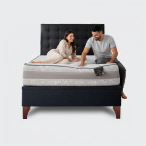 Cama baúl 2 plazas europea Colosal apertura horizontal con respaldo Button negro