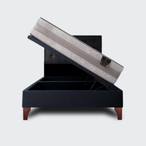 Cama baúl 2 plazas europea Colosal apertura horizontal con respaldo Button negro