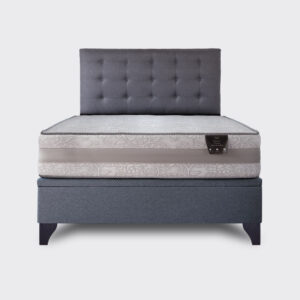 Cama baúl 2 plaza Colosal apertura horizontal con respaldo Botone gris