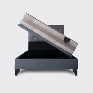 Cama baúl 2 plaza Colosal apertura horizontal con respaldo Botone gris