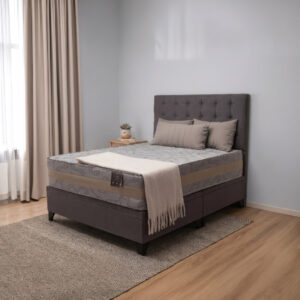 Cama baúl 2 plazas Colosal apertura horizontal con respaldo Botone gris