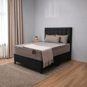 Cama baúl 2 plazas Colosal apertura horizontal con respaldo Botone Negro