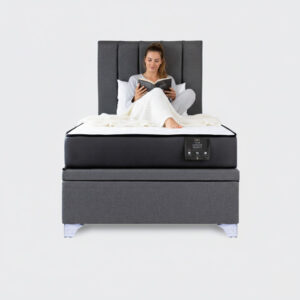 Cama baúl 1 plaza Elite Athenas apertura horizontal con respaldo Tubular gris