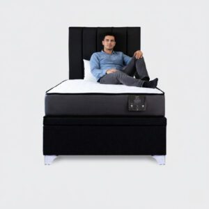 Cama baúl 1 plaza Elite Athenas apertura horizontal con respaldo Tubular negro