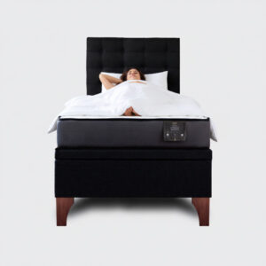 Cama baúl 1 plaza europea Athenas apertura horizontal con respaldo Button negro