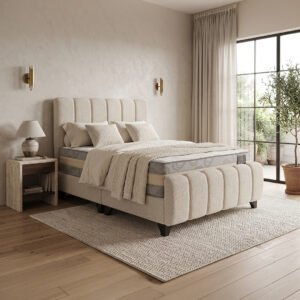 Cama 2 plazas Tubular Bouclé Blanc