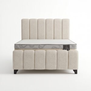 Cama 2 plazas Tubular Bouclé Blanc